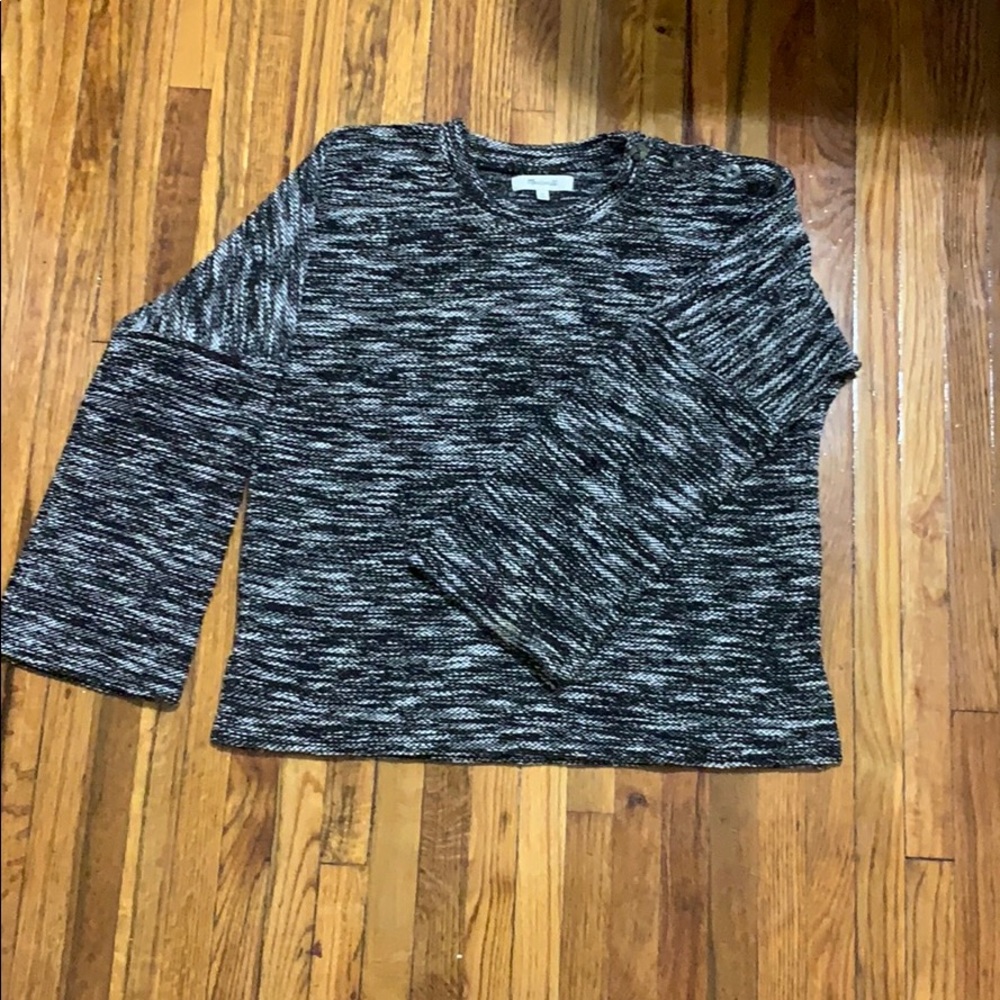 Madewell Black and white knit top with buttons